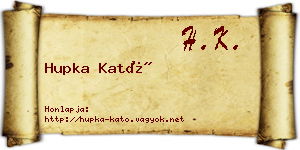 Hupka Kató névjegykártya